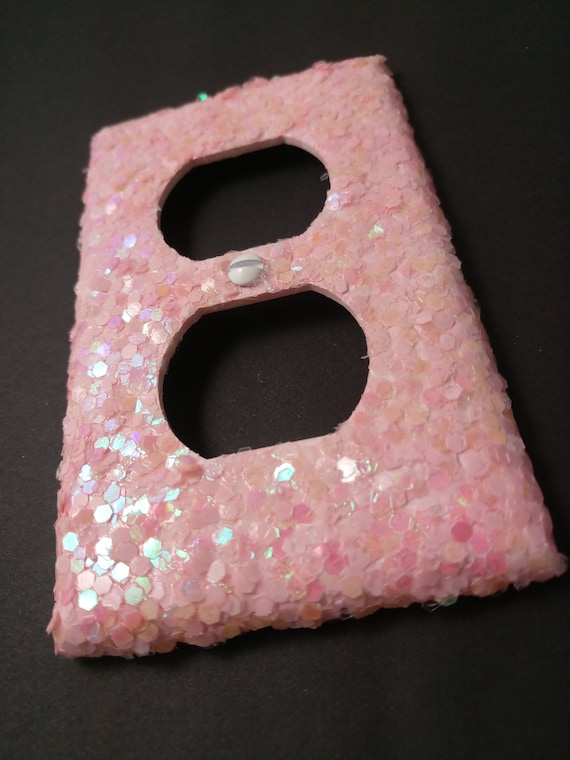 Candy Pink Wall Plates with Iridescent Opal Glitter \ Bling Light Switch Plates, Rockers & Outlet Covers \ Baby Girl Nursery \ Kawaii Décor