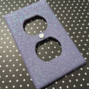 Extra Fine Iridescent Lavender Glitter Sparkle Bling Light Switch Plates, Rockers, Outlet Covers, Safety Plugs Cute Kawaii Girly Nursery image 3