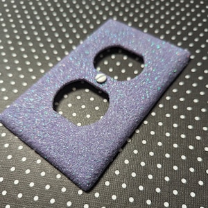 Extra Fine Iridescent Lavender Glitter Sparkle Bling Light Switch Plates, Rockers, Outlet Covers, Safety Plugs Cute Kawaii Girly Nursery image 5