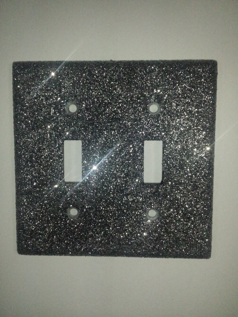 Sparkly Elegant Black & Silver Glitter Decorative Bling Light Switch Plates, Outlet Covers, All Wall Plates / Goth Glamorous Home Wall Décor image 1