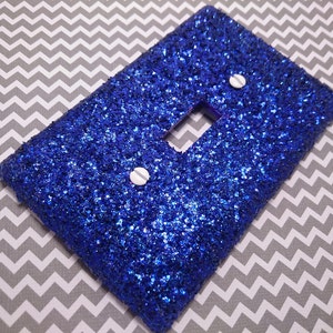 Metallic Sapphire Blue Glitter / Bling Light Switch Plates, Outlet Covers, & Rockers / Sparkle Indigo Dark Navy Blue / Shiny Cute Room Décor image 5