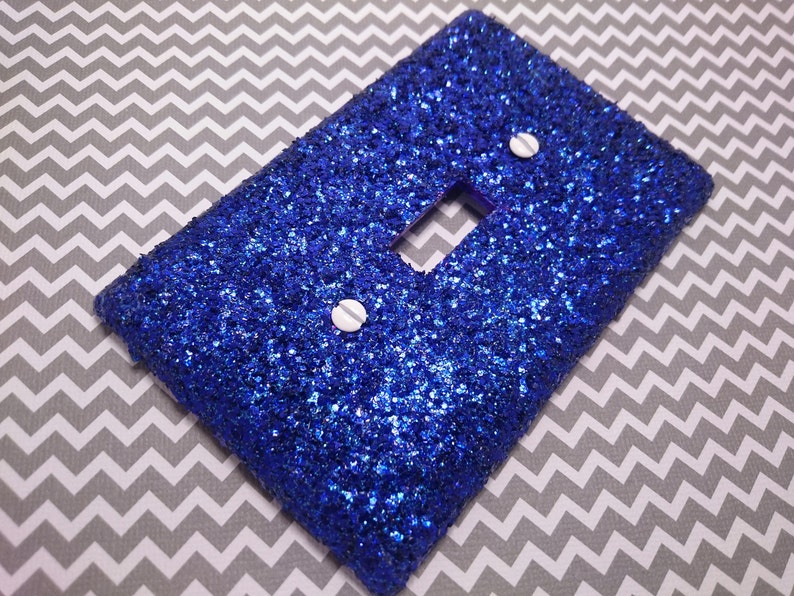 Metallic Sapphire Blue Glitter / Bling Light Switch Plates, Outlet Covers, & Rockers / Sparkle Indigo Dark Navy Blue / Shiny Cute Room Décor image 5