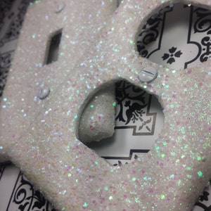 Sparkly White Pearl Iridescent Opal Glitter Bling Lichtschakelplaten, tuimelschakelaars, uitlaathoezen Inrichting kinderkamer Home Slaapkamer Verlichting afbeelding 3