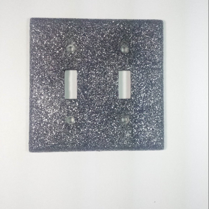 Sparkly Elegant Black & Silver Glitter Decorative Bling Light Switch Plates, Outlet Covers, All Wall Plates / Goth Glamorous Home Wall Décor image 4