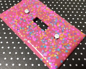 CANDY SPRINKLES with Iridescent Orange+Lilac+Aqua Glitter • Sparkle Bling Light Switch Plates, Rockers, Outlet Covers • Cute Unicorn Nursery