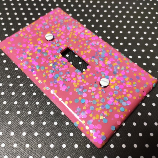 CANDY SPRINKLES with Iridescent Orange+Lilac+Aqua Glitter • Sparkle Bling Light Switch Plates, Rockers, Outlet Covers • Cute Unicorn Nursery