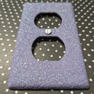 Extra Fine Iridescent Lavender Glitter Sparkle Bling Light Switch Plates, Rockers, Outlet Covers, Safety Plugs Cute Kawaii Girly Nursery image 4