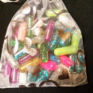 20 Glitter Pills in Organza Bag / Sparkle Capsules Glitter Bomb Sparkly Confetti Rainbow Bachelorette Party Favor / Funny Gag Gift / Unicorn image 5