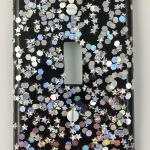 Miroir noir Shine Holographic Glitter Plaques décoratives dinterrupteur de lumière, rockers, et couvertures de sortie Décor goth mignon Décor Bling scintillant image 3