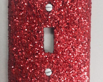 Vibrant Red Chunky Glitter Decorative Bling Light Switch Plates, Rockers & Outlet Covers /Sparkly Versatile Decor /Glam Goth /Unisex Nursery