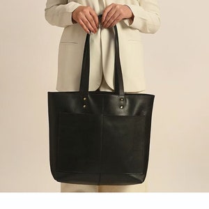 Black Genuine Leather Tote Bag - Black High Quality Genuine Leather Shoulder Bag for Women