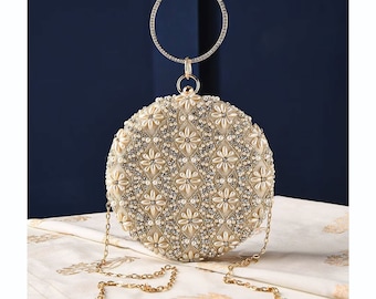 Hand Embroidered Silk Clutch: Beaded Evening Purse