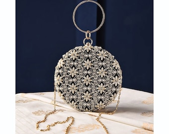 Hand Embroidered Black Silk Clutch: Beaded Evening Handbag