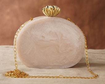 White Handcrafted Resin Clutch