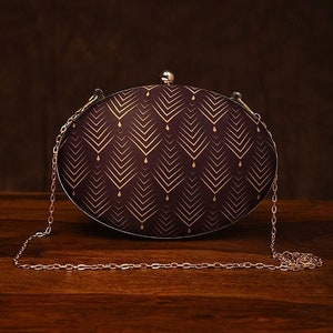 Handgefertigte Clutch aus Seide in Kastanienbraun - Petrolfarbene Umhängetasche - Braune Handtasche - Abendtasche