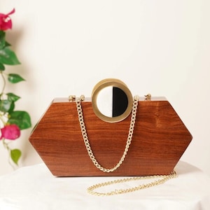 Brown Handcrafted Wooden Clutch - Handbag - Evening Clutch for Parties, outing & wedding
