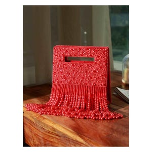 Cartera bordada en rojo: elegante bolso de mano para bodas, fiestas y ocasiones especiales, elegante bolso de noche