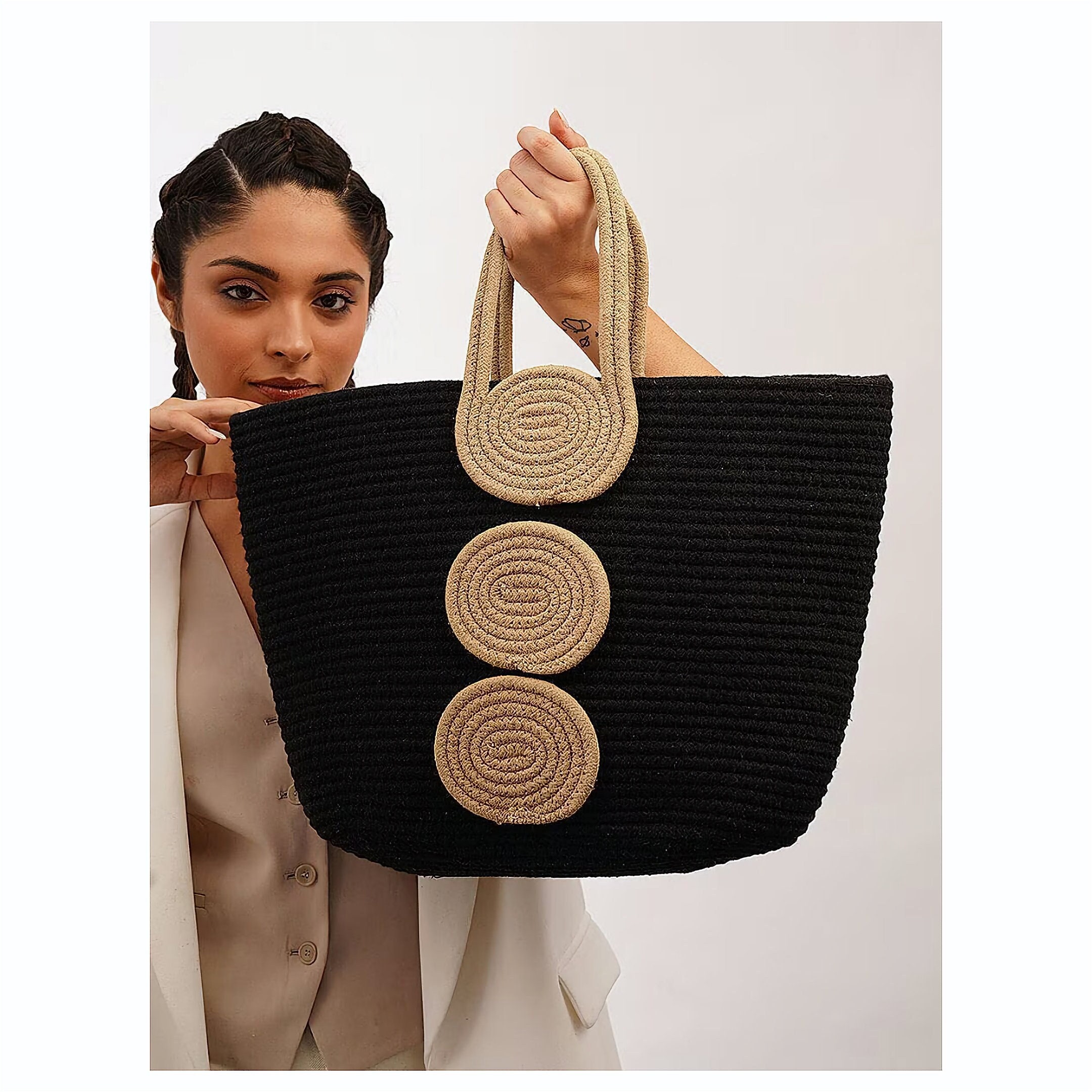 Black Jute Bag Etsy Canada
