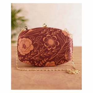 Rote handgefertigte bedruckte Seiden-Clutch - Schultertasche - Handtasche