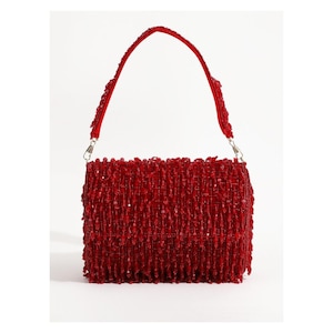 Cartera bordada en rojo: elegante bolso de mano para bodas, fiestas y ocasiones especiales, elegante bolso de noche