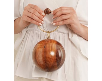 Brown Handcrafted Wooden Clutch - Handbag - Evening Clutch