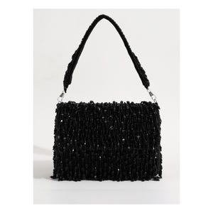 Cartera bordada en negro: elegante bolso de mano para bodas, fiestas y ocasiones especiales, elegante bolso de noche