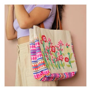 Beige Handcrafted Jute Tote Bag - Everyday Summer Shoulder Bag