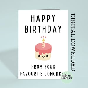 Royaume-Uni orthographe « Joyeux anniversaire » de la part d'un collègue préféré |  Carte de téléchargement numérique à imprimer à la maison | * Fichier numérique, aucun article physique ne sera expédié *