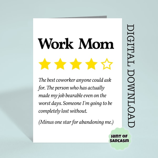 Arbeit Mom Star Bewertung Print at Home Leaving Card Digital Download | Druck zu Hause| *Digitale Datei, kein physischer Artikel wird versendet*