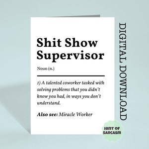 Shit Show Supervisor Definitie Print at Home Card Digitale Download | Thuis afdrukken|*Digitaal bestand Er wordt geen fysiek item verzonden*