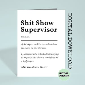 US Spelling Shit Show Supervisor *Multitasker-editie* Thuis afdrukken Digitale downloadkaart|*Digitaal bestand Geen fysiek item wordt verzonden*