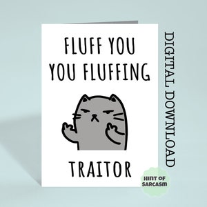 Fluff You Funny Cat Print em casa deixando cartão digital Download | *Arquivo digital Nenhum item físico será enviado*