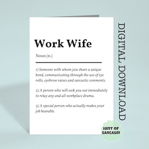 Definição de esposa de trabalho Imprimir em casa Cartão Download digital |Imprimir em casa|*Arquivo digital Nenhum item físico será enviado*