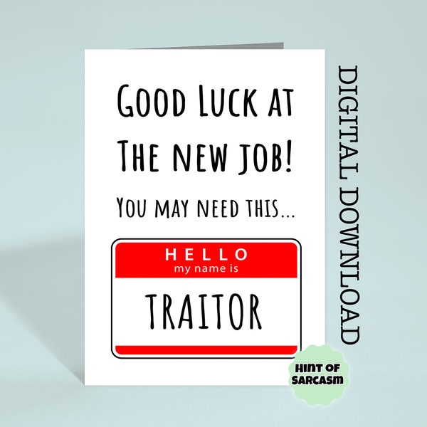 Funny 'Traitor Badge' Coworker Leaving Print at Home Card Digital Download | Print at home | *Digital File No Physical Item Will Be Shipped*