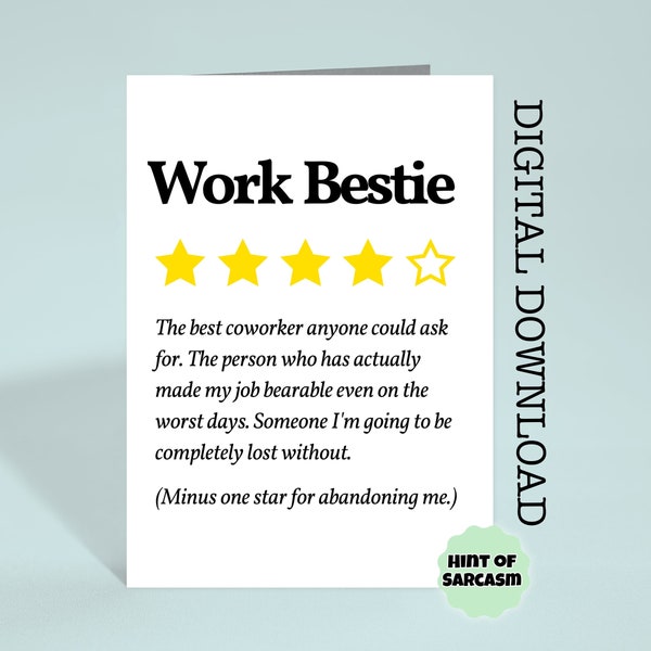 Arbeit Bestie Star Bewertung Print at Home Leaving Card Digital Download | Druck zu Hause| *Digitale Datei, kein physischer Artikel wird versendet*