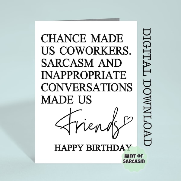 A Chance Made Us Coworkers Happy Birthday Card Digital Download |  Print at home | *Digital File No Physical Item Will Be Shipped*