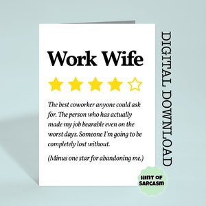 Work Wife Star Rating Print at Home Leaving Card Digital Download | Imprimer à la maison| *Fichier numérique Aucun article physique ne sera expédié*