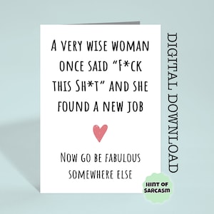 A Very Wise Woman New Job Print at Home Card Digital Download |  Print at home | *Digital File No Physical Item Will Be Shipped*