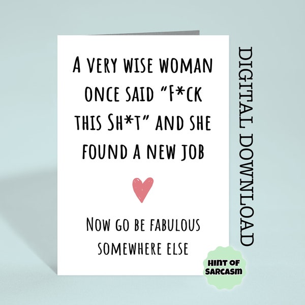 A Very Wise Woman New Job Print at Home Karte Digital Download |  Print at home | *Digitale Datei Kein physischer Artikel wird versendet*