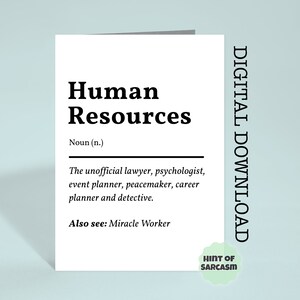 Definición de Recursos Humanos Imprimir en casa Tarjeta Descarga digital /Imprimir en casa/*Archivo digital No se enviará ningún artículo físico*