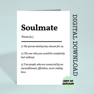 Soulmate Definition Print at Home Card Digital Télécharger | Imprimer à la maison|*Fichier numérique Aucun article physique ne sera expédié*