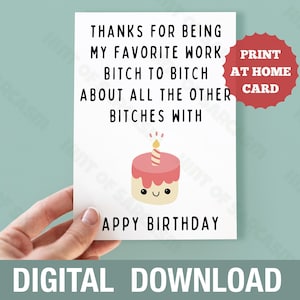 Tarjeta de cumpleaños feliz para un compañero de trabajo quejoso con ortografía del Reino Unido / Descarga digital para imprimir en casa / *No se enviará ningún artículo físico con archivo digital*