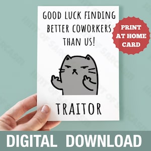 Buona fortuna nel trovare colleghi migliori Stampa divertente di un gatto a casa Biglietto di auguri per la partenza Download digitale / *File digitale Nessun articolo fisico verrà spedito*