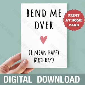 Tarjeta divertida de feliz cumpleaños: "Bend Me Over" para imprimir en casa. Descarga digital. Impresión en casa. *No se enviará ningún artículo físico. Archivo digital*
