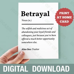 Verrat Definition Druck zu Hause LevingCard Digitaler Download |Druck zu Hause | * Digitale Datei Kein physischer Artikel wird versendet *