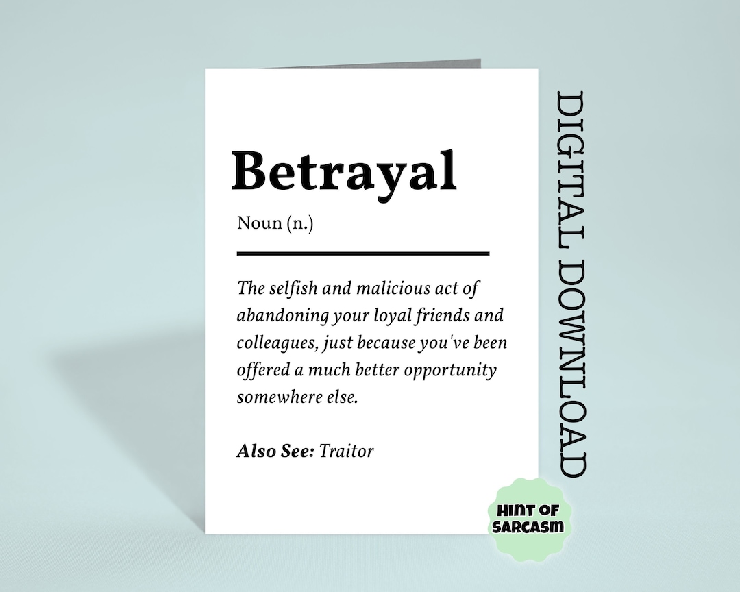 Betrayal Definition Print at Home Leavingcard Digital Download print at Homedigital File No