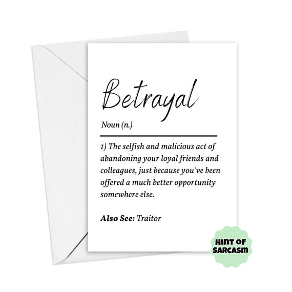 A5 Traitor Definition Card *Bold Font Edition*:| Funny Coworker leaving  Card| Coworker Definition Card || Leaving Card | New Job