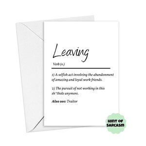 A5 Leaving Definition Card:  Coworker Card | Funny Coworker leaving Card| Coworker Definition Card | Colleague Card | Leaving Card | New Job