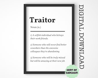 A4 + A5 Traitor Digital Download Print |  Print at home | *Digital File No Physical Item Will Be Shipped*