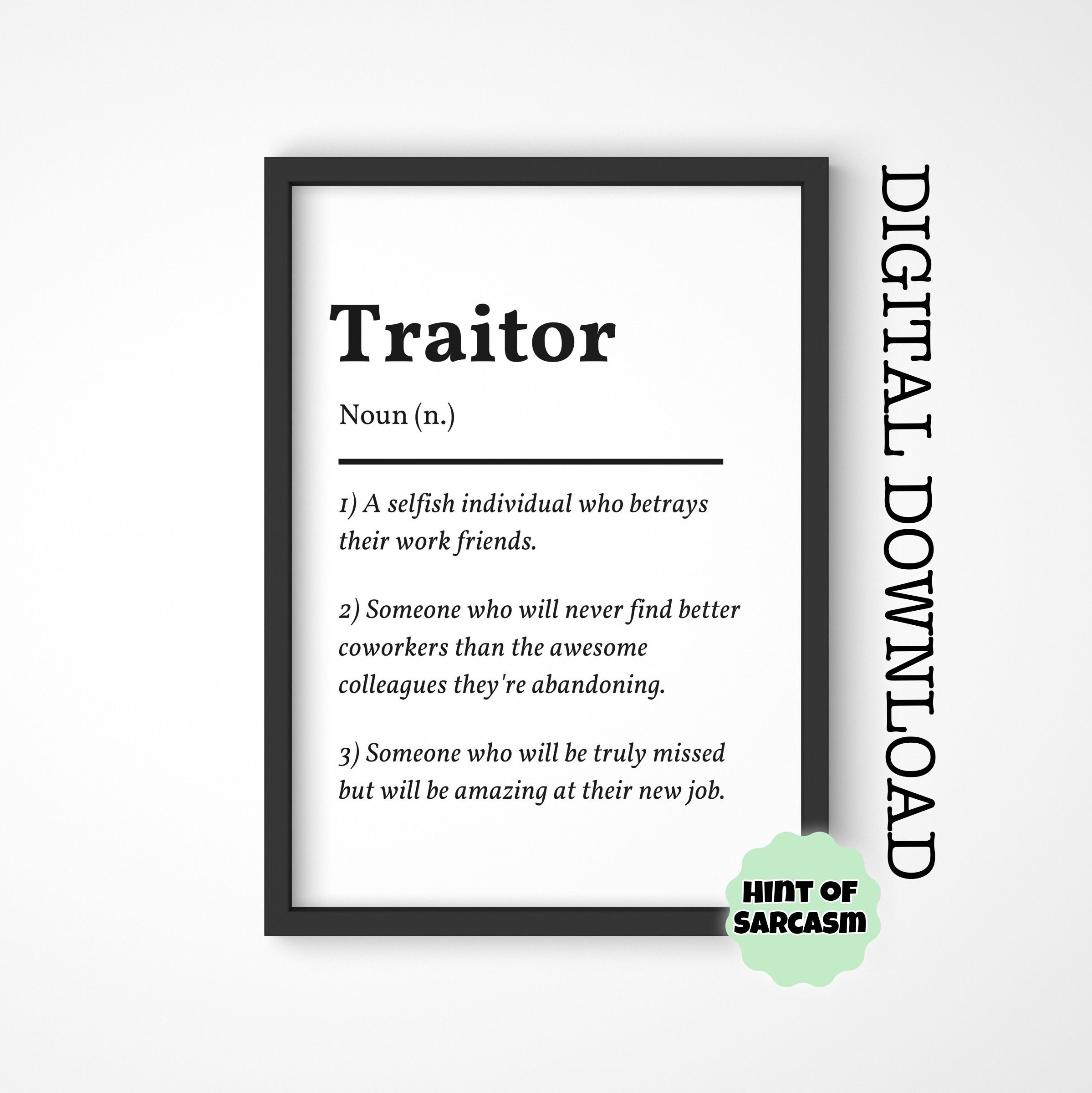 Traitor Definition Print at Home Leavingcard Digital Download 